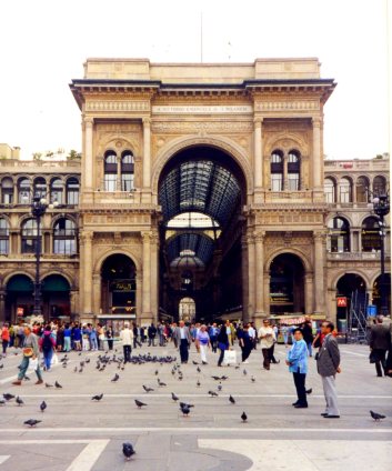 Entrance to the Galleria Vittorio Emanuele II, Milano, Italy.
